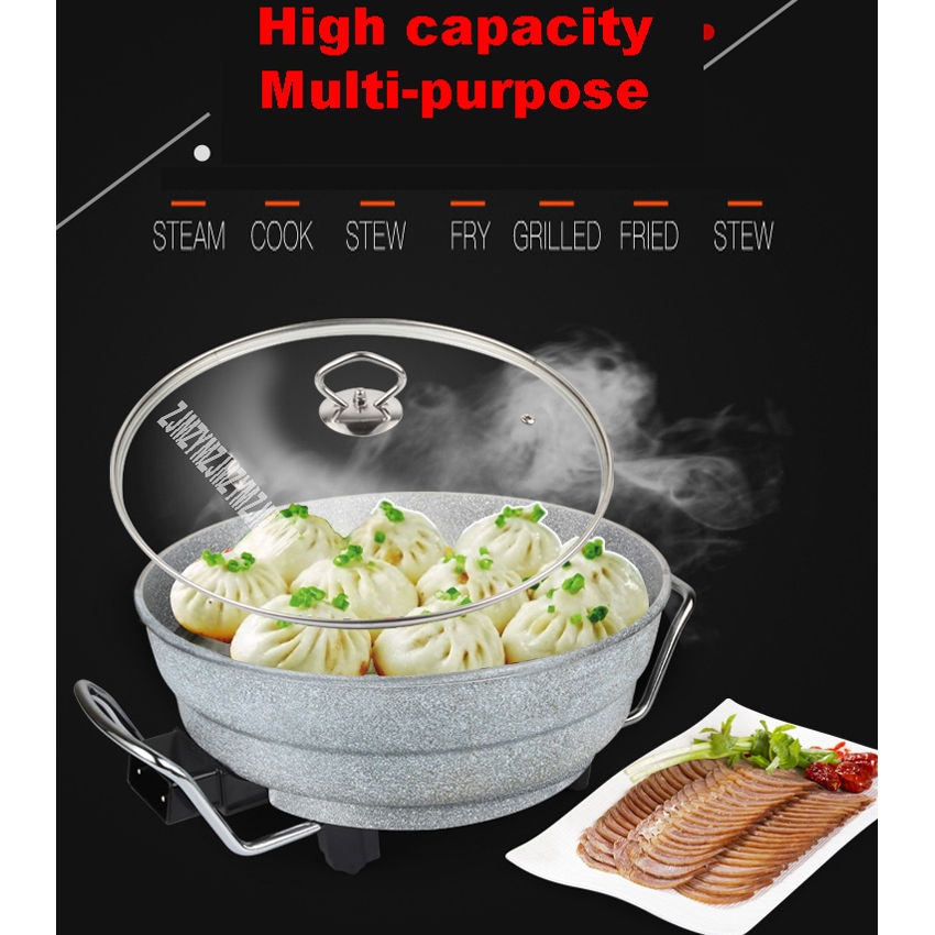 Electric Wok Electric Cooker Wok Food Pot Electric Pot Non-Stick Pan Multi-purpose Electric Pot 220V 1360W A18