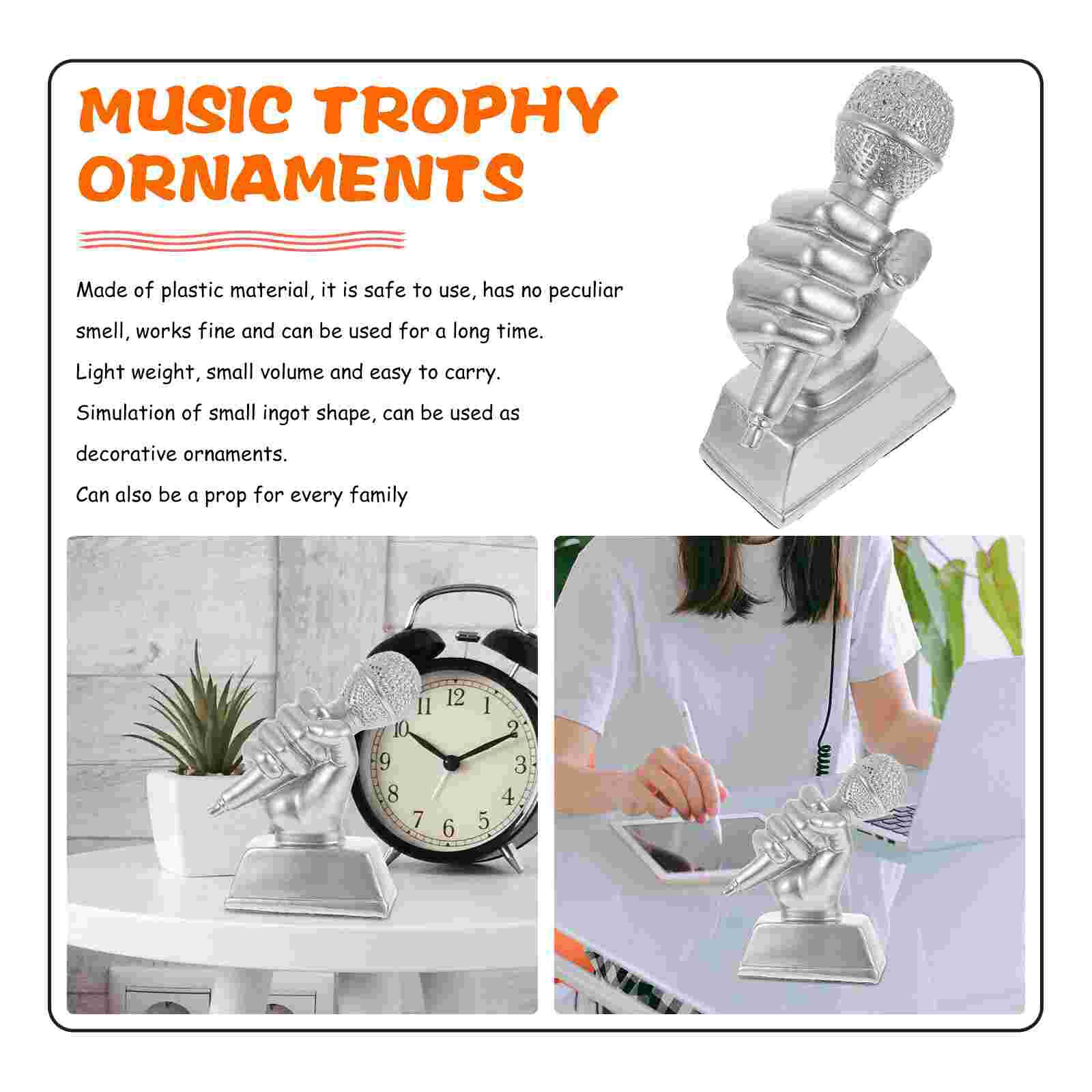 Microphone Trophy Adornment Singing Competition Award Children Musical Trophy