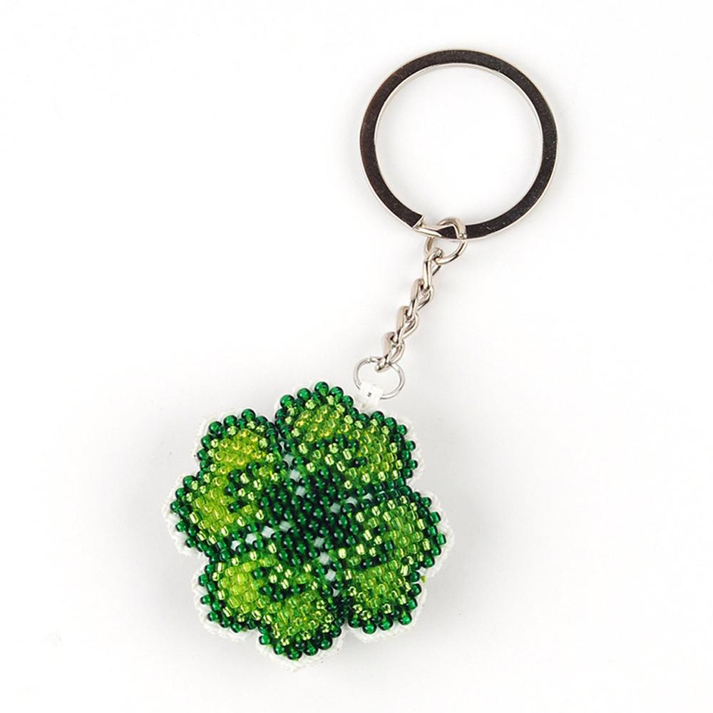 Diy pärlbroderi startpaket nyckelkedja kit lucky leaf star nyckelring hantverk handarbete korsstygn pärla broderi: Fyrklöver