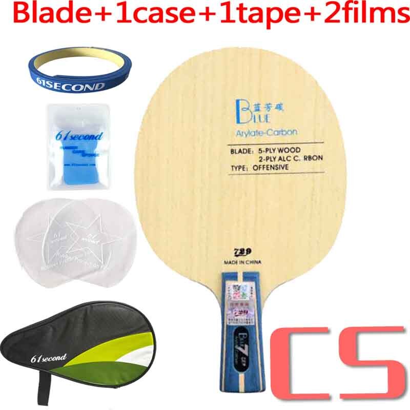 original 729 Black Blue Yellow ALC Carbon Table Tennis Blade Offensive for Ping Pong Racket Bat: Blue CS with H case