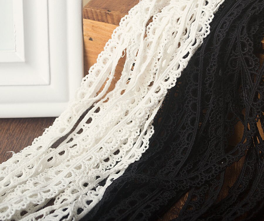 cotton 2cm edge soluble embroidery lace DIY craft materials M0203: 03  white