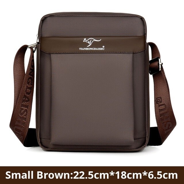 Men Bag Casual Crossbody Bag Oxford Patchwork Vintage Black Messenger Bag Male Small Travel Shoulder Bag: Brown Small