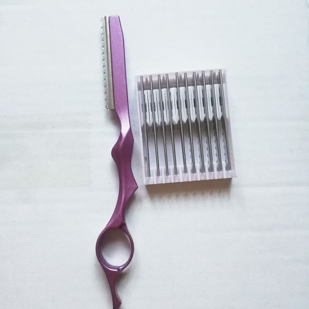 10pcs blade+1pcs Thinning Scissors Barber Feathering Stylist Grooming Hairdressing Hair Salon Stainless Steel tool