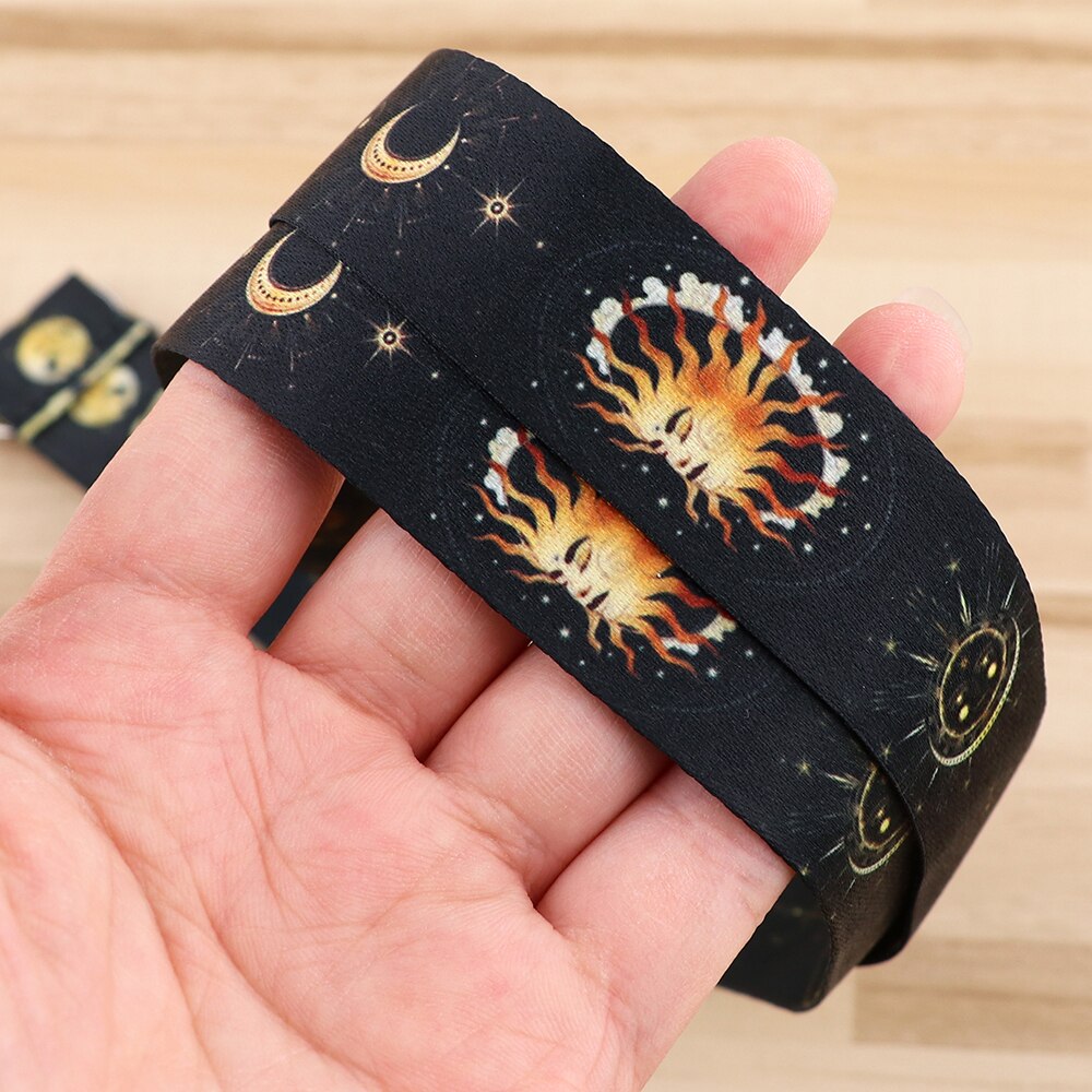 ER1759 Sun And Moon Black Neck Strap Lanyards ID Badge Card Holder Keychain Phone Gym Strap Webbing Necklace