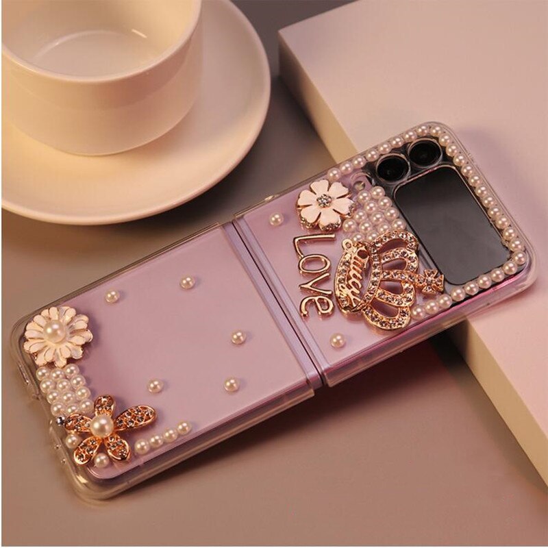 Luxury Crown Glitter Diamond Phone Case For Samsung Galaxy Z Flip 3 4 ZFlip 5G Shiny Rhinestone Transparent Hard Shell Cover: Galaxy Z Flip 4 / A