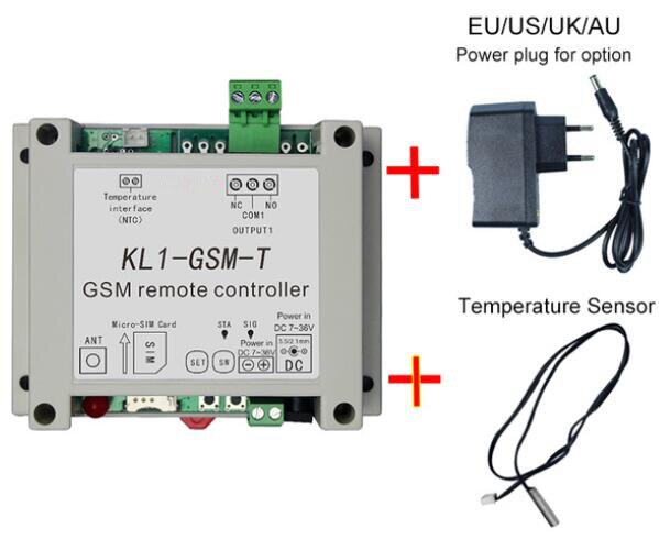 GSM ON/OFF RELAY switch access controller KL1-GSM with adaptor and temperature sensor optional: green