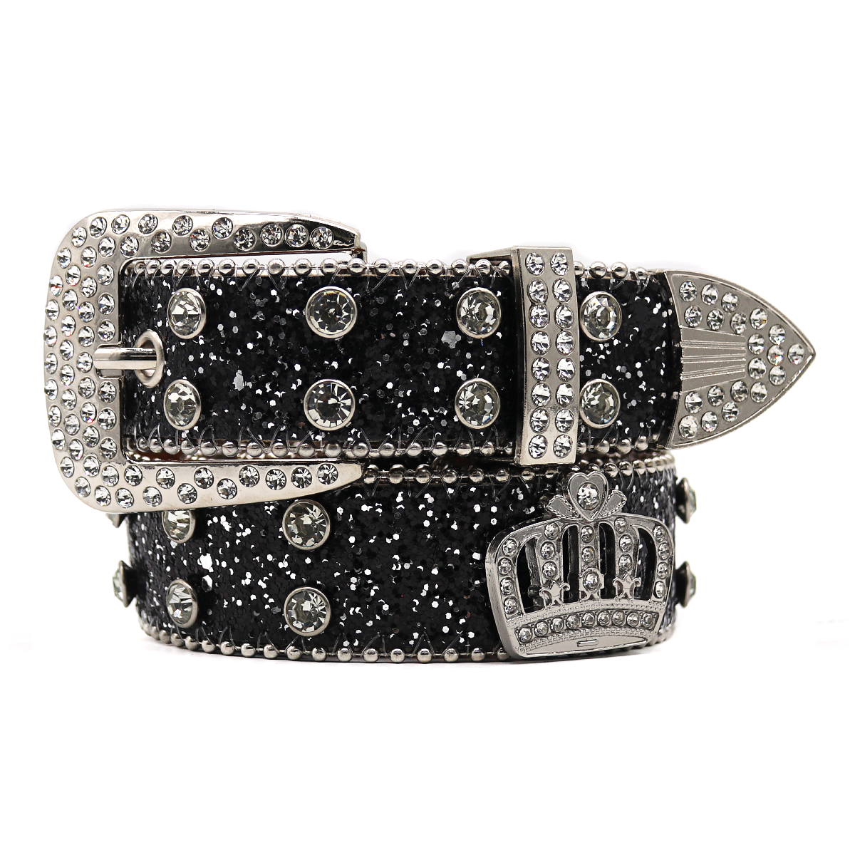 Heren Jeans Kroon Strass Y2K Stijl Riem Riem Damesriem Western Denim Glanzend Klinknagel Leer HipHop Punk Rock