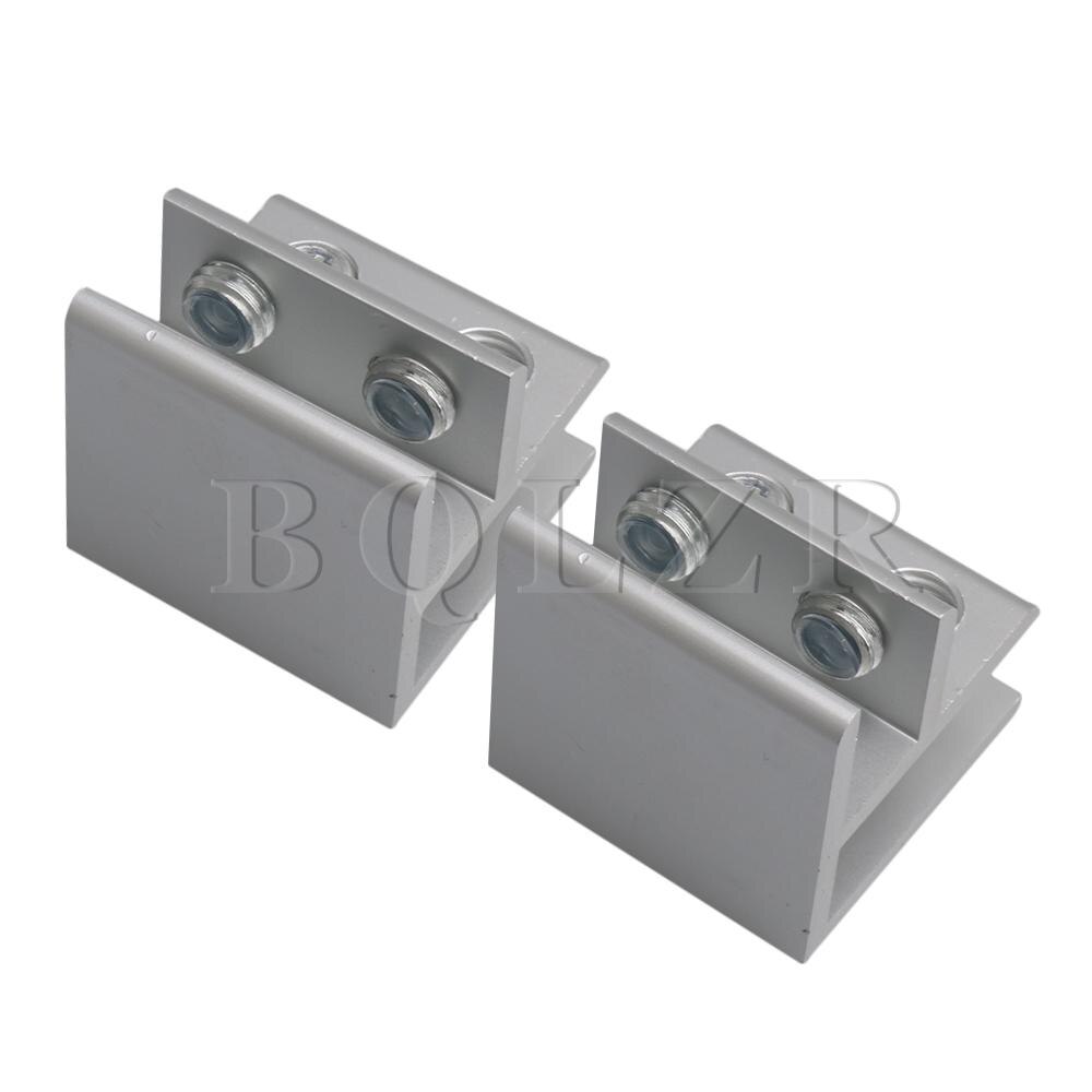 Bqlzr 4 x 4 x 4cm sølv 90 grader aluminiumslegering glasklemmehyldestøtteklemme til 9-12mm tykkelsespakke  of 4
