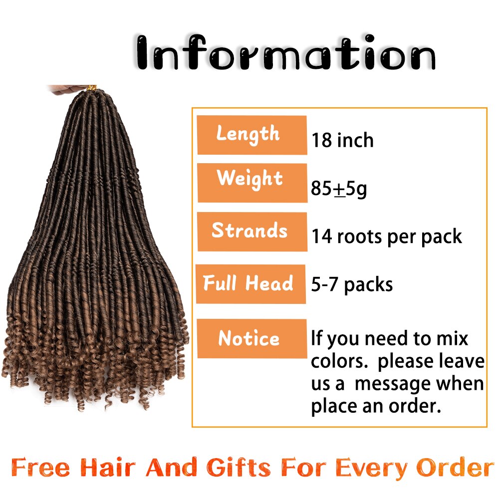 Faux Locs Crochet Braids Hair Synthetic Afro Dreadlocks Knotless Hook Dreads Ombre Braiding Hair Extensions For Women Curly Ends
