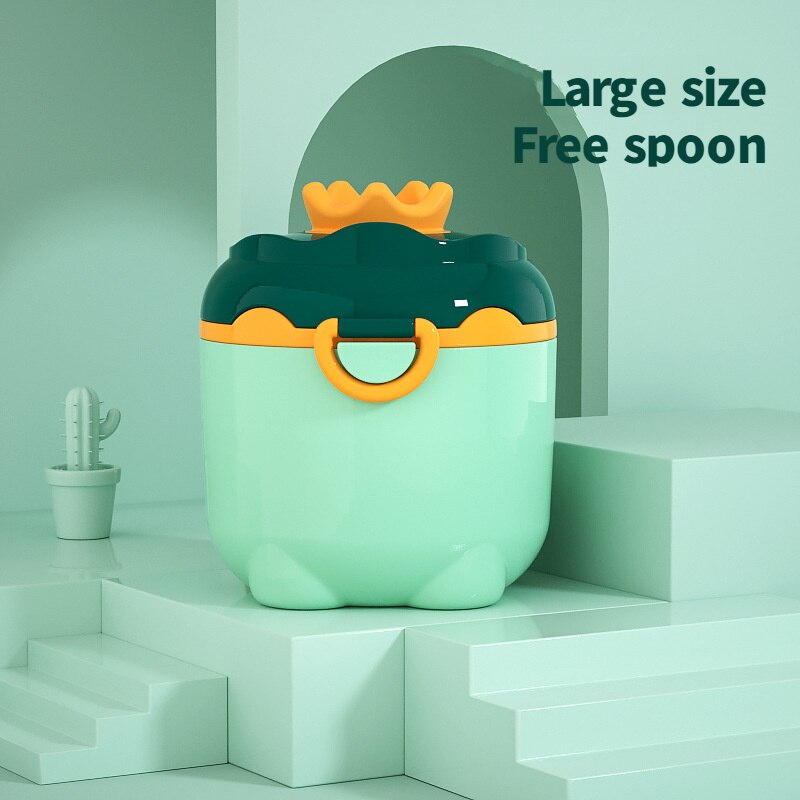 Milk Powder Box Baby Milk Powder Portable Cute Pig Food Storage Box Essential Cereal Infant Toddle Snacks Container No Bpa: L yellow crown