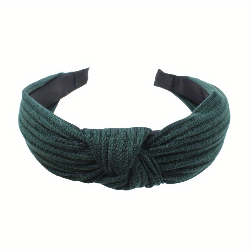 Gebreide Geknoopte Effen Brede Hoofdbanden Vrouwen Meisjes Mode Haar Hoepel Eenvoudige Cross Knoop Haarbanden Hoofddeksels Haaraccessoires: Licht Groen