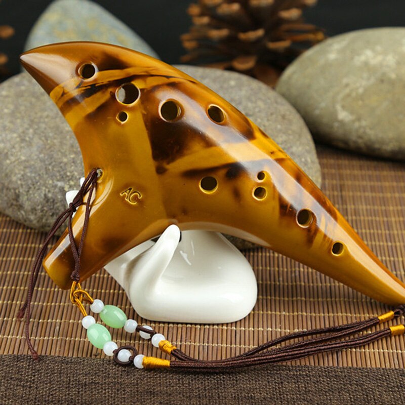 12 Gaten Alto C Keramische Fluit Gerookte Burn Ocarina Submarine Stijl Musical Muziek Lover Beginner Mini Muziek Score Instrument FDX99