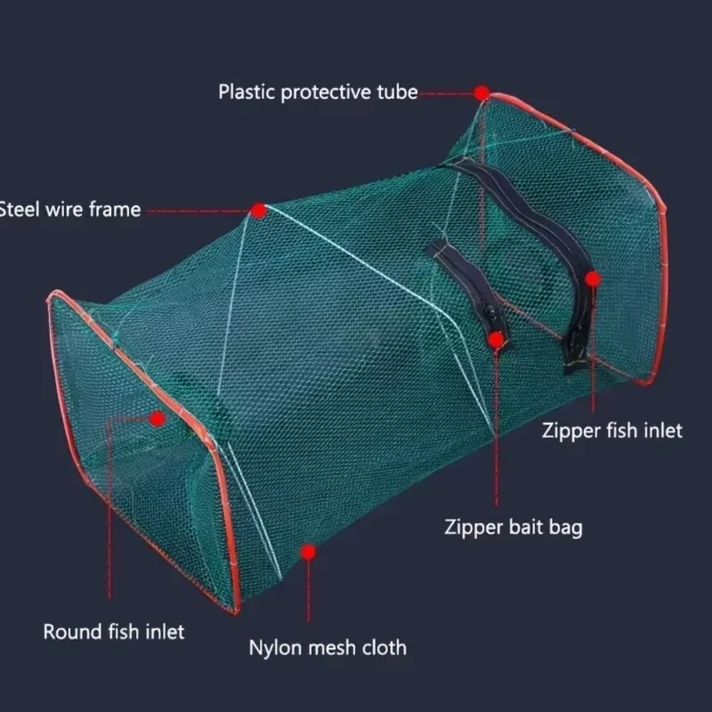 Draagbare Rechthoekige Visval Netto Nylon Mesh Visgerei Werpnet Viskooi Opvouwbare Dip Netto Kooi voor Krab Garnalen Rivierkreeft