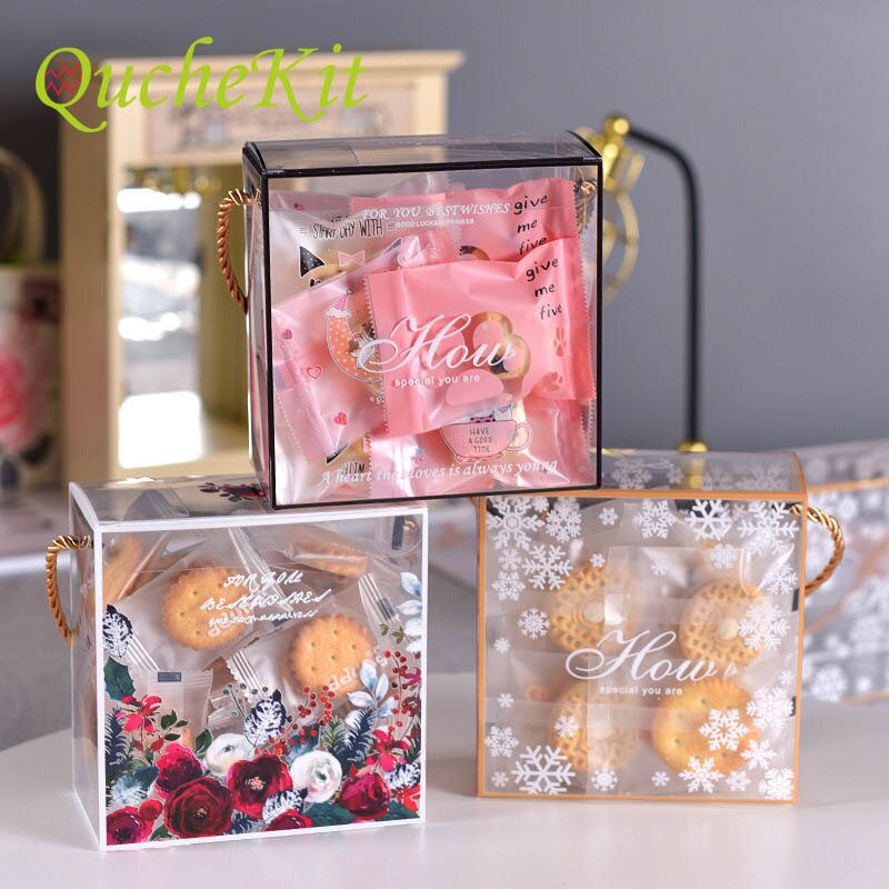 10 Stks/partij Transparante Candy Cookie Box Nougat Biscuit Pakket Dozen Kerst Bakkerij Geschenkdozen Party Gunst Houders