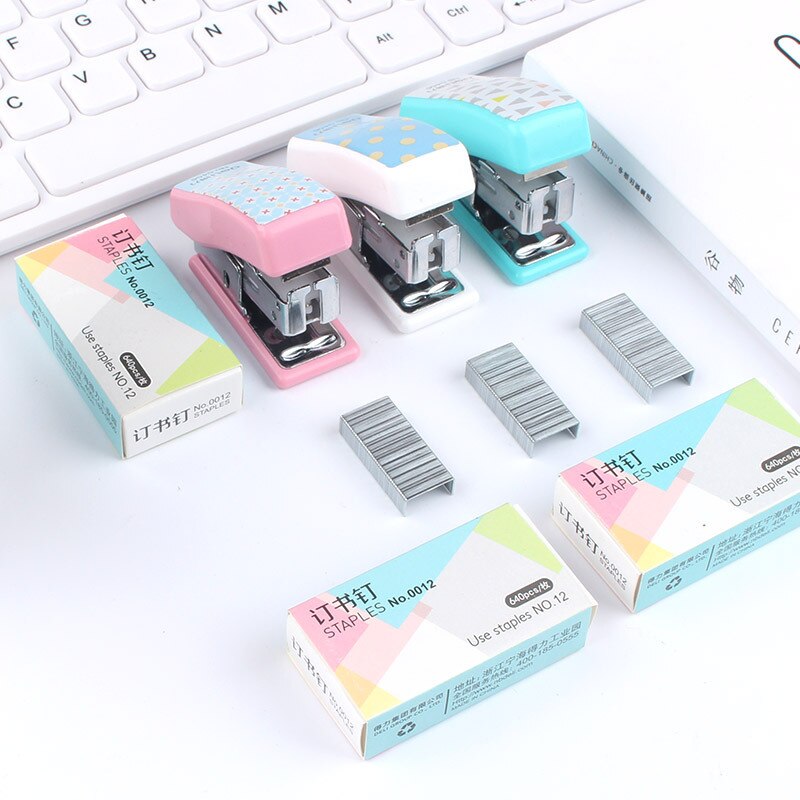 Deli set stapler cute cartoon stapler mini small stapler school office student stationery