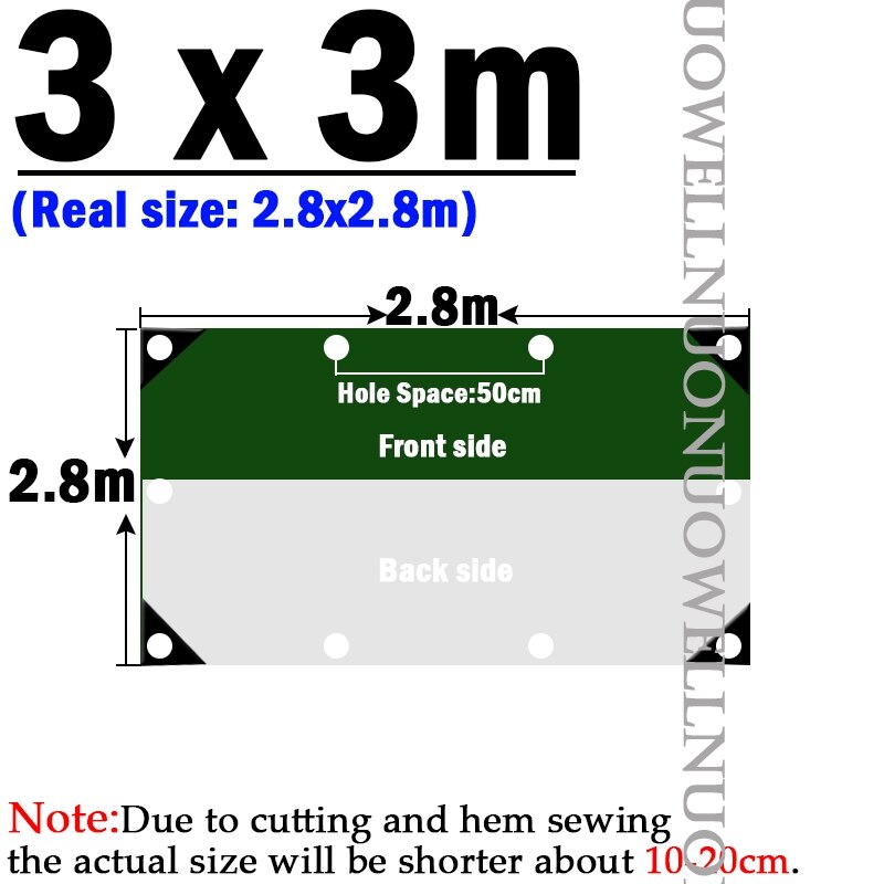 0.32mm plandeki PE wodoodporna roślina ogrodowa schronisko płótno łódź samochód ciężarówka Canopys deszczoodporna tkanina Outdoor Cargo Pile Tarp Cover: 3x3m