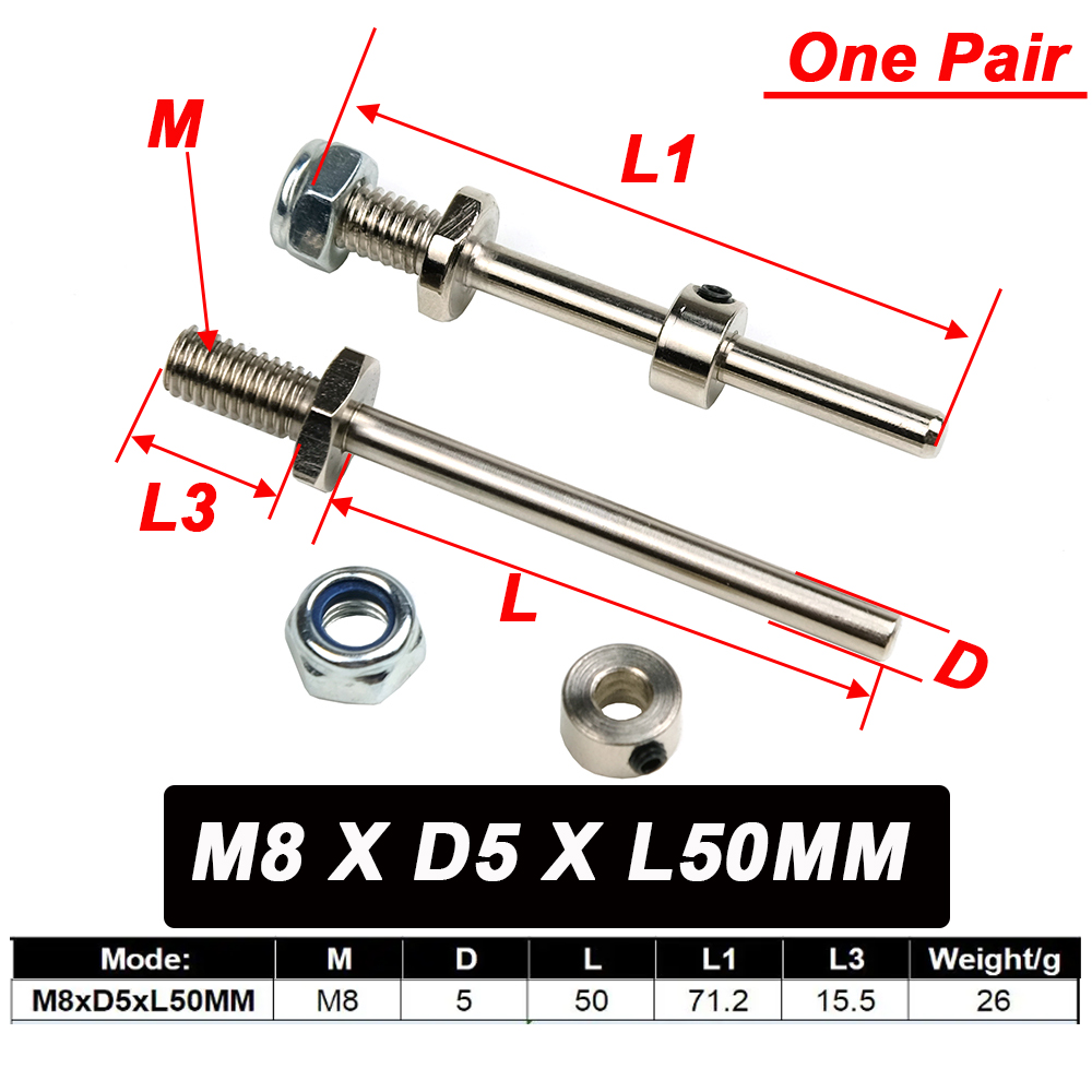 1 par de ejes de rueda, eje de acero con tuercas de tope de diámetro 3/4/5/MM, conjunto de tren de aterrizaje, repuestos de rosca M5/M6/M8 para modelo de avión RC: Borgoña