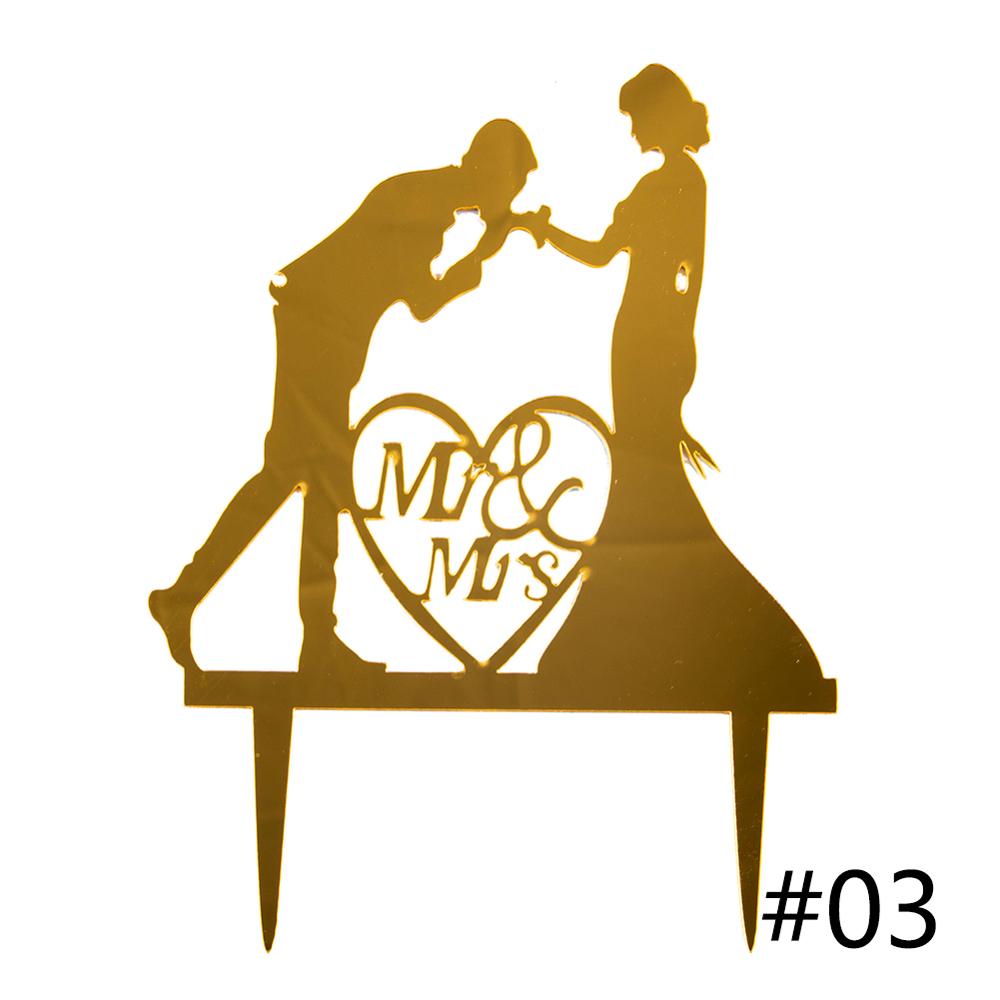 1Pcs Wedding Cake Topper Bride Groom Mr Mrs Acrylic Black Gold Cake Toppers Wedding Decoration Mariage Party Supplies: 03