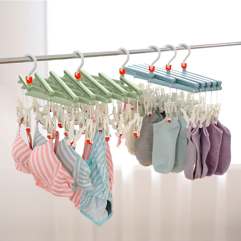 Wonderlife 29 Clip Plastic Retractable Drying Rack Windproof Non-slip Underwear Socks Multi-clip Rotatable Hanger Drying Rack