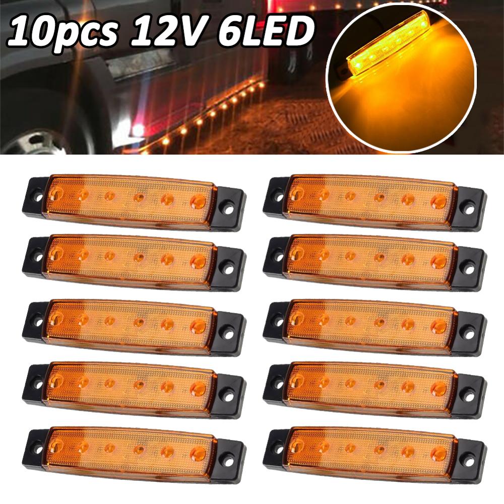 Truck Accessories 12V Universal 10Pcs Waterproof Side Marker Light Trailer Truck 6-SMD Clearance LED Lamps Amber Lights