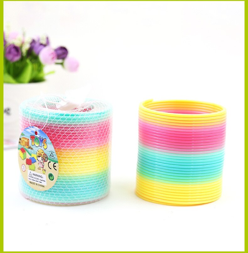 Magic Rainbow Ring Spring Ring Jengaile Plastic Ring Colorful Night Aperture Nostalgic Puzzle Children's Stall Small Toys