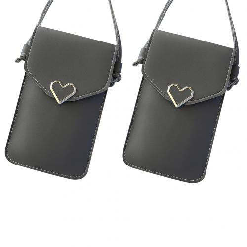 2Pcs TouchScreen CellPhone Purse Smartphone Wallet Leather Shoulder Strap Handbag Women Bag for Iphone X Samsung S10 Huawei P20: Dark Grey