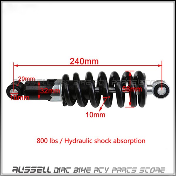 Motorcycle Hydraulic Shock Absorber Suspension 240mm 250mm 260mm 270mm 290mm for Cross Dirt Bike ATV QUAD Accessories Motocross: 240mm