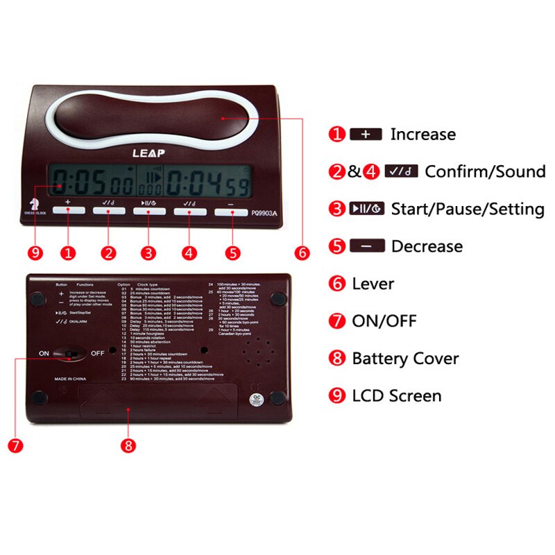 Multifuctional Chess Clock Portable Digital Board Competition Count Up Down Chess Games Electronic Alarm Timer