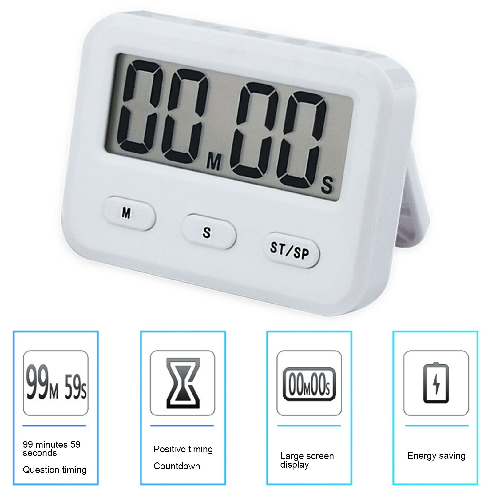 Digital Timer Cooking Kitchen Baking Electronic Timing Reminder ABS 7.8x5.9x1.9cm Countdown White Timer Dedicated