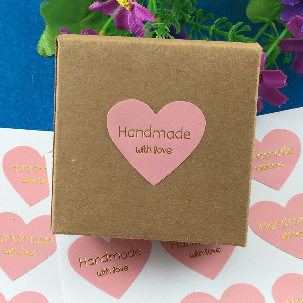 300PCS/Lot Printed on the is"handmade with love" labels Sticker Labels paper Labels sealing Stickers packaging For Jewelry/Box