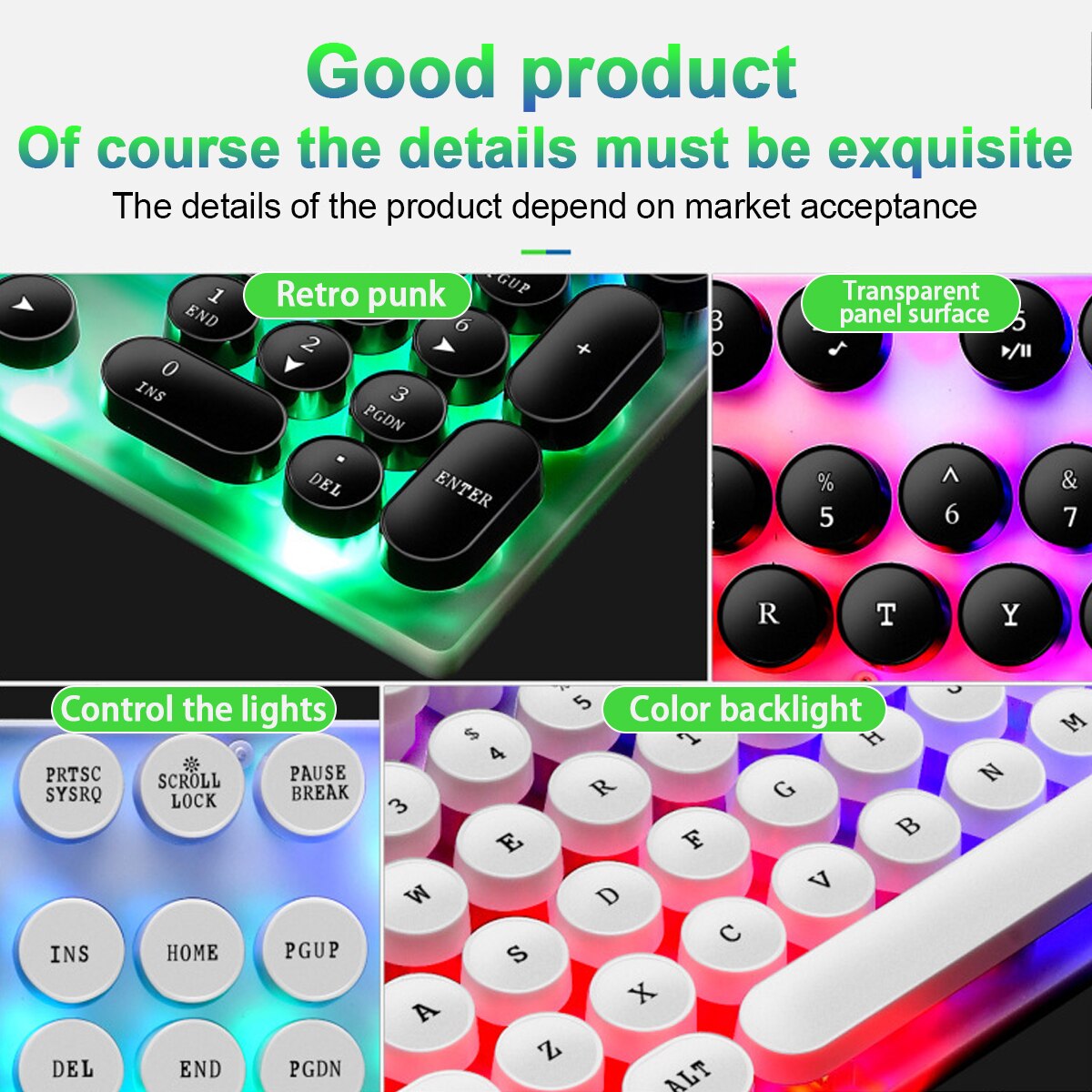 ANKNDO Punk USB Wired Keyboard 104 Keys LED Gaming Mechanical Keyboard With RGB Backlight Axis For PC Laptop Desktop Gamer