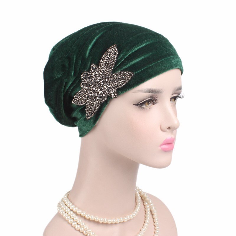 Turban en velours pour femmes, nouveaux bijoux, écharpe hijab, avec strass, bandeau islamique, pour la tête,: 1