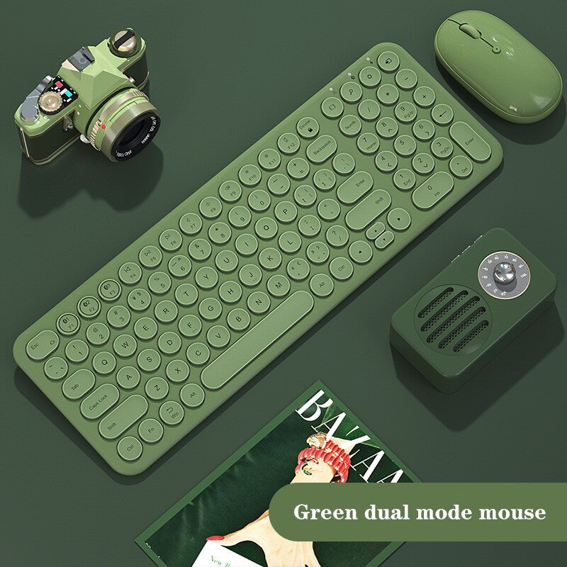 Bluetooth Silent Mini Gaming Keyboard Dual Mode Mouse Combo Round Button Magic Wireless Keyboard Mouse Kit For iPad iPhone: dual mode mouse 3