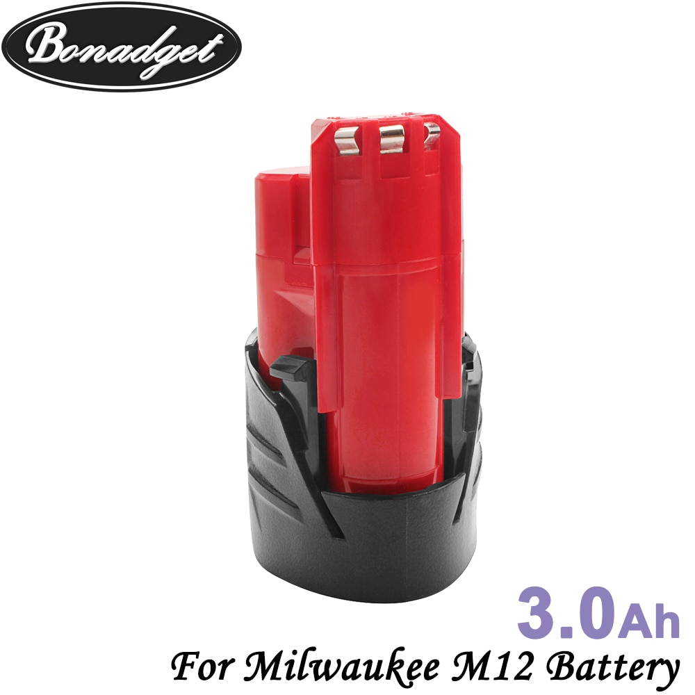 Bonadget 12V 3.0Ah 3000Mah Oplaadbare Batterij Voor Milwaukee M12 Xc Cordless Gereedschap 48-11-2402 48-11-2411 48-11-2401 MIL-12A-LI