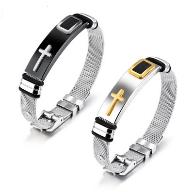 Cross titanium staal mannen persoonlijkheid armband verstelbare Decoratie