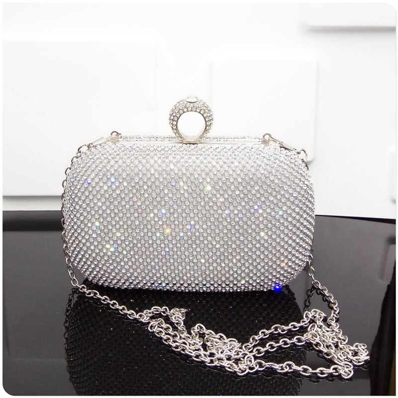 Glanzend Glitter Avondtassen Rhinestone Hard-Oppervlak Doos Zakken Elegante Vrouwelijke Bruiloft Schouder Pouch Banket Party Luxe Portemonnee