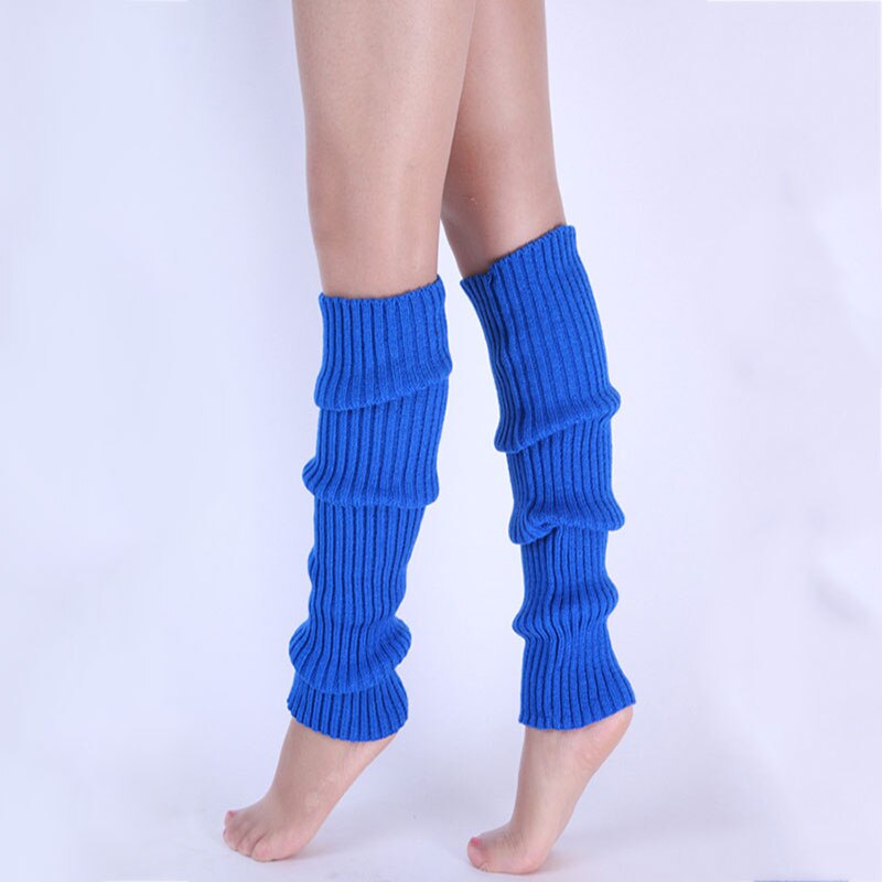 Nyligt 1 par stilfulde kvinder strikning benvarmer vinter strik hæklet dame legging fodvarmer: Blå