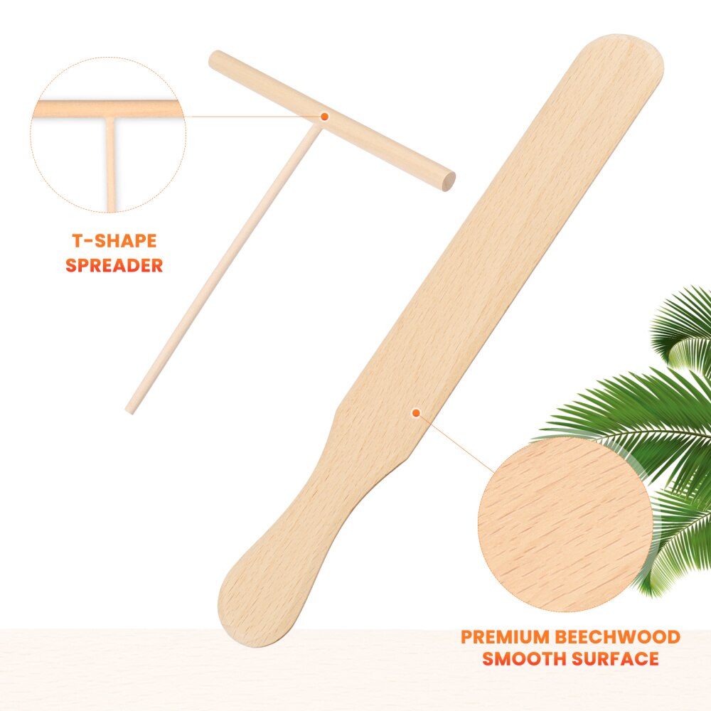 Cabilock 2Pcs Houten Crêpe Spreader Spatel Set Tortilla Hark Verspreiden Gereedschap Pannenkoek Koken Gebruiksvoorwerpen