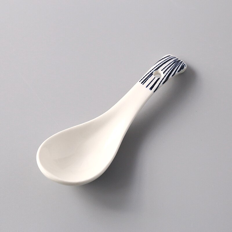 Ceramic Soup Spoon Combination Porcelain Tableware Underglaze Color CZY1031: 9