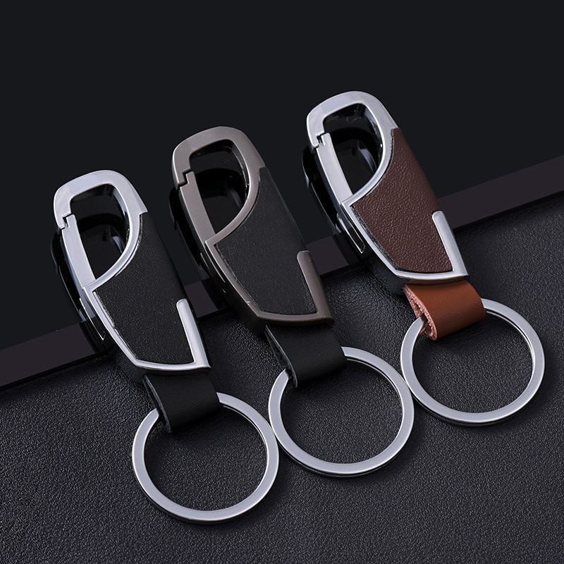 Mode-sieraden Metalen Sleutelhanger Mannen Auto Eenvoudige Leer En Metalen Legering Gesp Mannen Taille Auto Sleutelhanger ring
