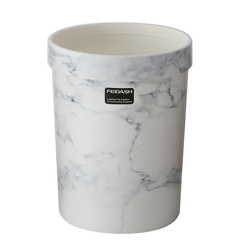 Woonkamer Slaapkamer Afvalbak Zonder Deksel Europese Stijl Marmeren Patroon Plastic Prullenbak Kantoor Badkamer Keuken Prullenbak: white / 7L