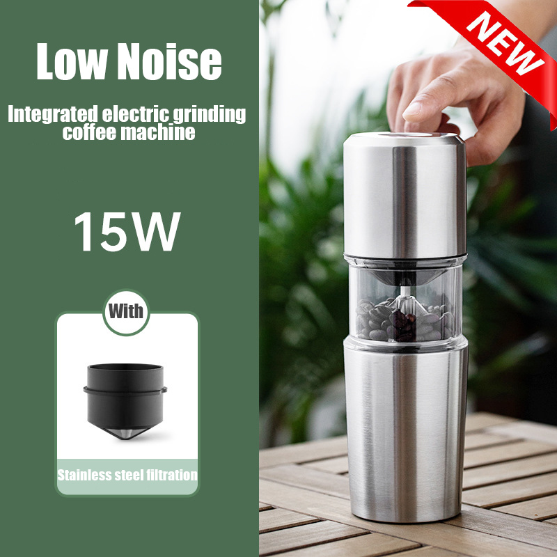 Refillable Stainless Steel Ceramic Grinding Electric Core Coffee Grinder Adjustable USB Charging Grinding Bean Brewing Integrate