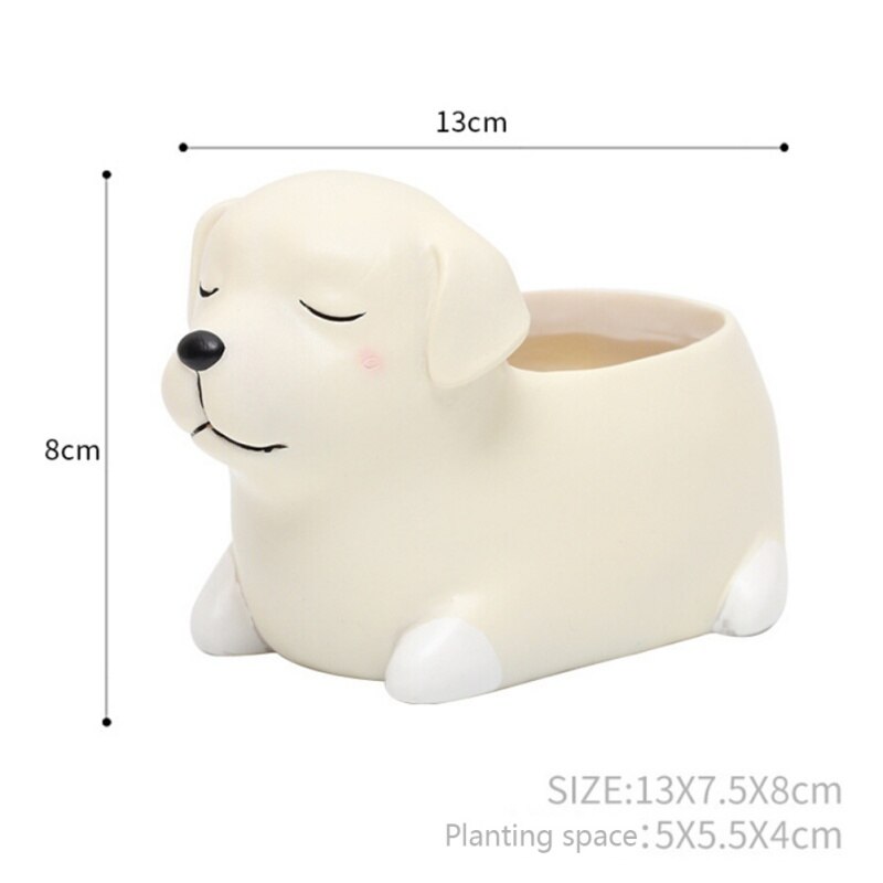 Cartoon Dogs Flower Vase Resin Succulent Animal Shaped Planter Flower Pot: 6