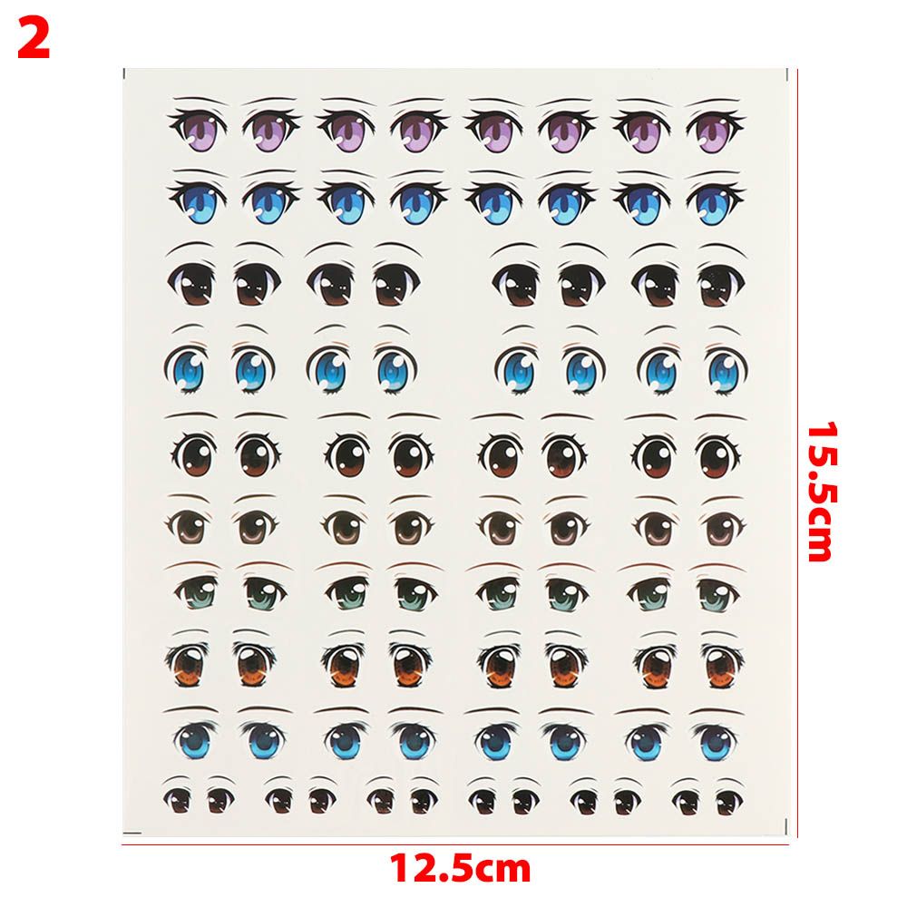 10 Pair Cute Cartoon Eyes Stickers Boy Anime Figurine Doll Face Organ Paster Decals DIY Glass Eye Chips Paper Doll Accessories: Laser Bright