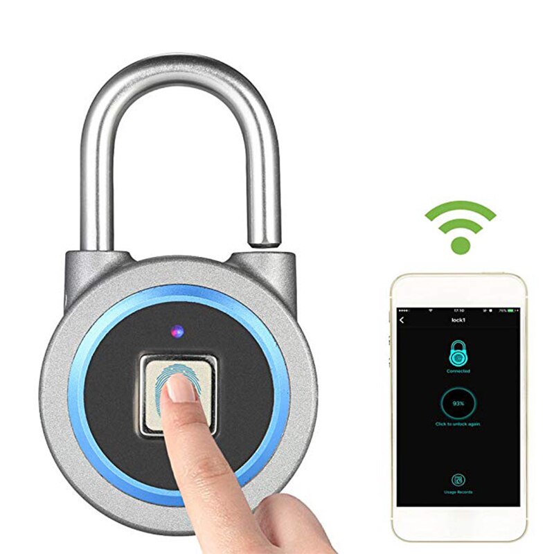 Fingerprint Padlock Bluetooth Keyless Biometric Lock Waterproof USB Charge Lock for Android IOS System