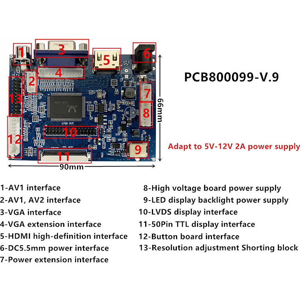 Pantalla LCD IPS 4:3 de 8 pulgadas, Compatible con HDMI, placa de Control de controlador VGA AV, digitalizador para Kit de Monitor Raspberry Pi