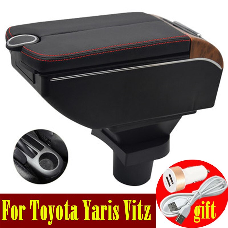 For Toyota Yaris Vitz Hatchback Armrest box 2006 Double doors open 7USB Centre Console Storage Box Arm Rest