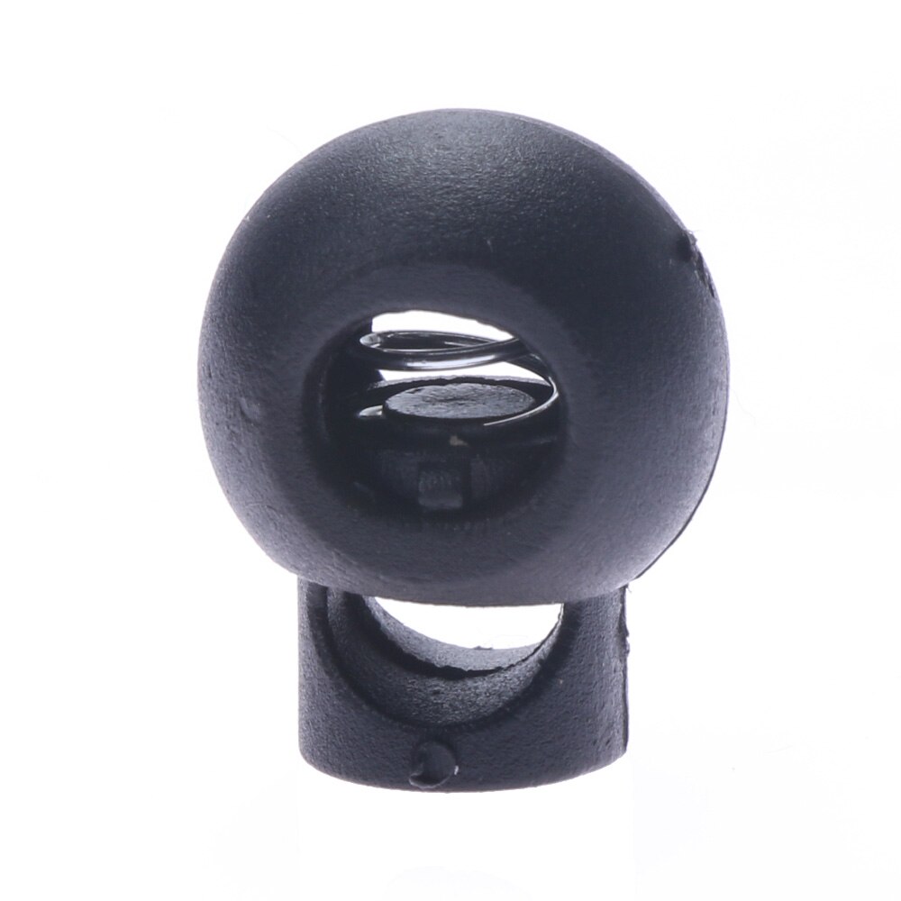 Rope Cord Locks 10pcs Clip Ends Round Ball Shape Luggage Lanyard Stopper Sliding Black Plastic Hole Drawstring Locks Cordloc &amp;xw