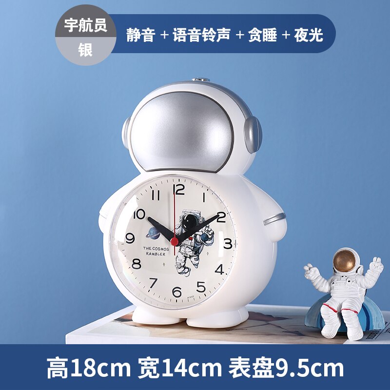 Astronaut Wekker Kan Praten Wekker Voor Kinderen En Jongens Wake-Up Artefact Stille Klok Desktop Studenten Snooze functie: F
