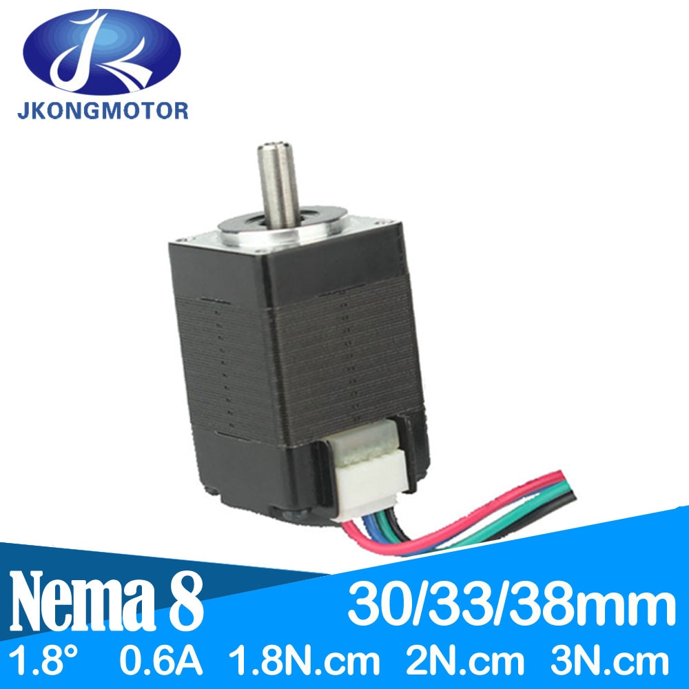 1.8 Degree 20-motor Nema 8 Stepper Motor 1.8Ncm 2Ncm 3Ncm 0.6A 4-lead Nema8 Step Motor 30mm 33mm 38mm 3D Printer CNC Robot